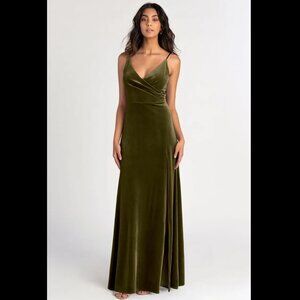 Velvet Jenny Yoo Jolie Bridesmaid Dress in Olive